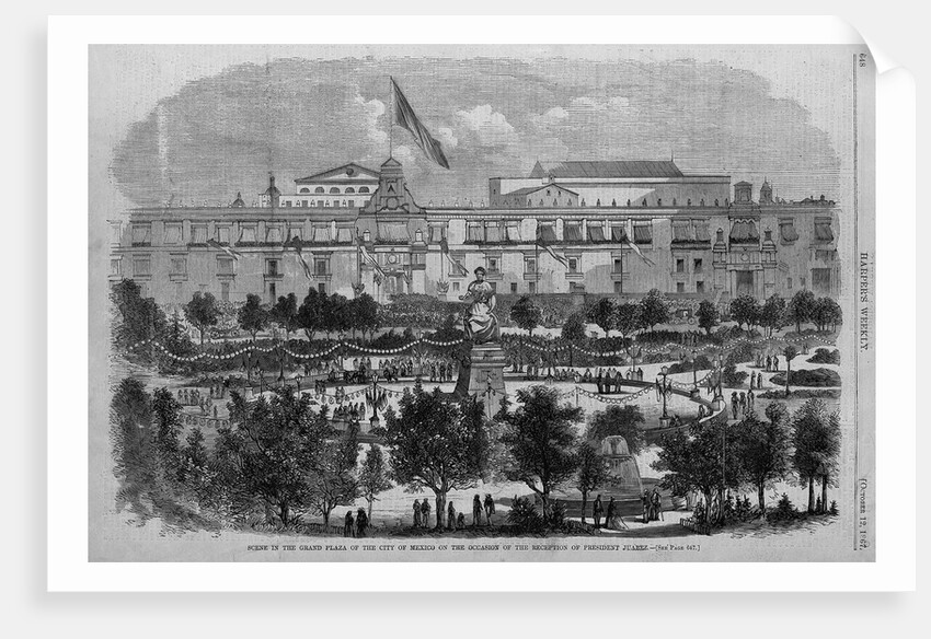 Scene in the grand plaza of the city of Mexico on the occasion of the reception of President Juarez by Anonymous