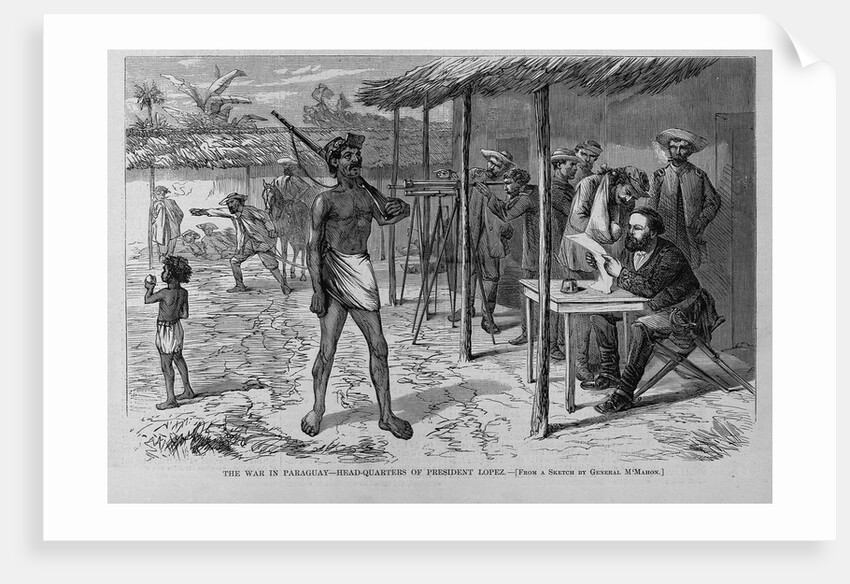 The war in Paraguay - headquarters of President Lopez. From a sketch by General McMahon by Anonymous
