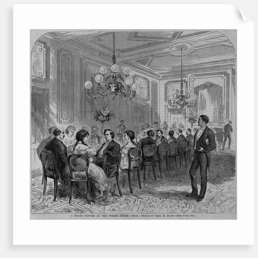 A state dinner at the white house. From a sketch by Theo. R. Davis by Anonymous