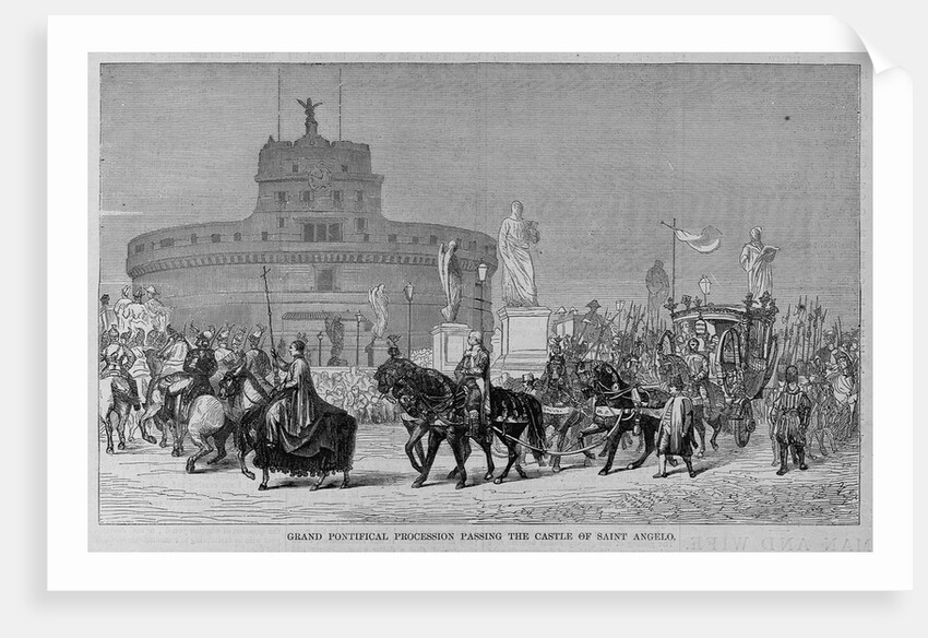 Grand pontifical procession passing the castle of Saint Angelo by Anonymous