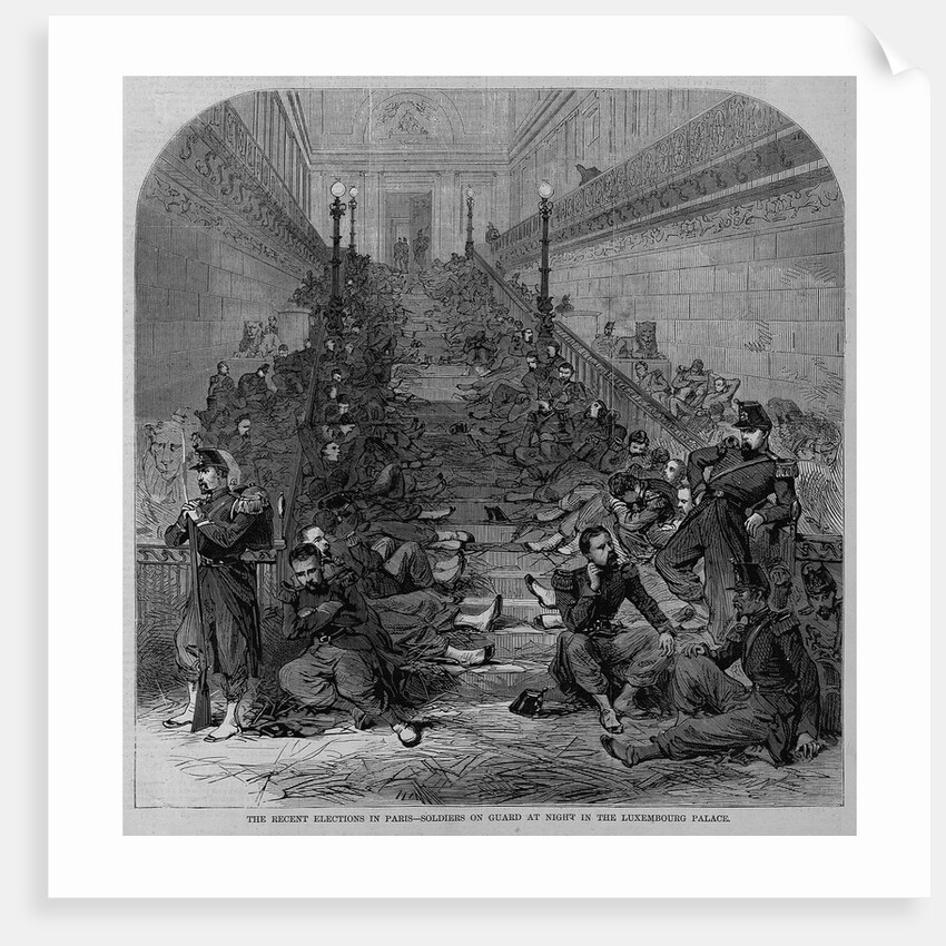 The recent elections in Paris - soldiers on guard at night in the Luxembourg Palace by Anonymous