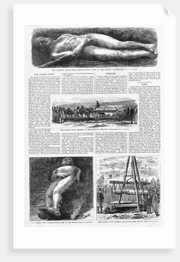 Illustrations of the Cardiff Giant in Harper's Weekly by Anonymous