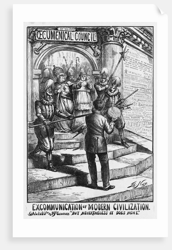Excommunication of Modern Civilization. Galileo of the 19th Century. "But nevertheless it does move" by Anonymous