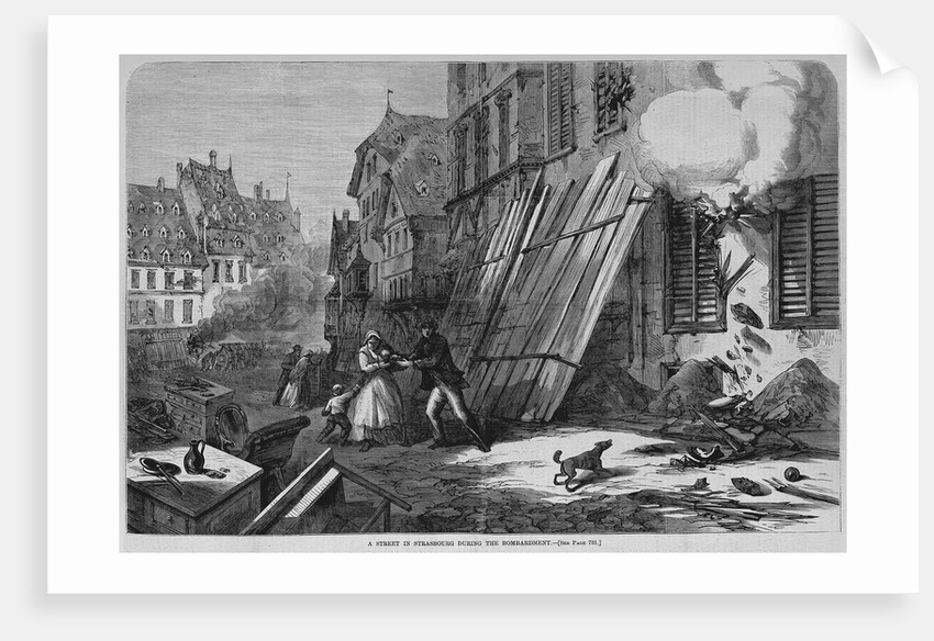 A street in Strasbourg during the bombardment by Anonymous