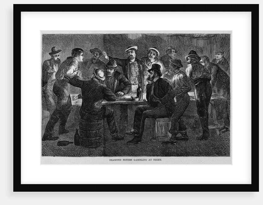 Diamond miners gambling at night by Anonymous