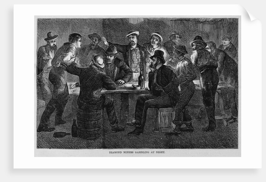 Diamond miners gambling at night by Anonymous