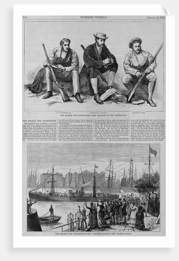 The Search For Livingstone - The Leaders of the Expedition.; The "Abydos" Leaving the London Docks by Anonymous