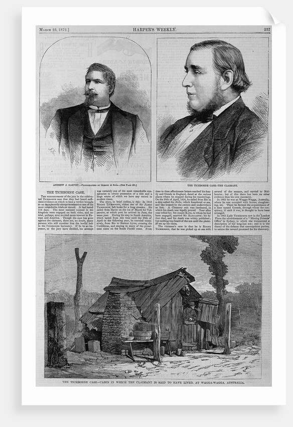 Andrew J. Garvey.; The Tichborne Case - the Claimant.; The Tichborne Case - Cabin in Which the Claiman by Anonymous
