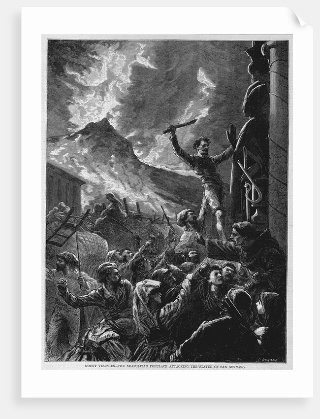 Mount Vesuvius - The Neapolitan populace Attacking the Statue of San Gennaro by Anonymous