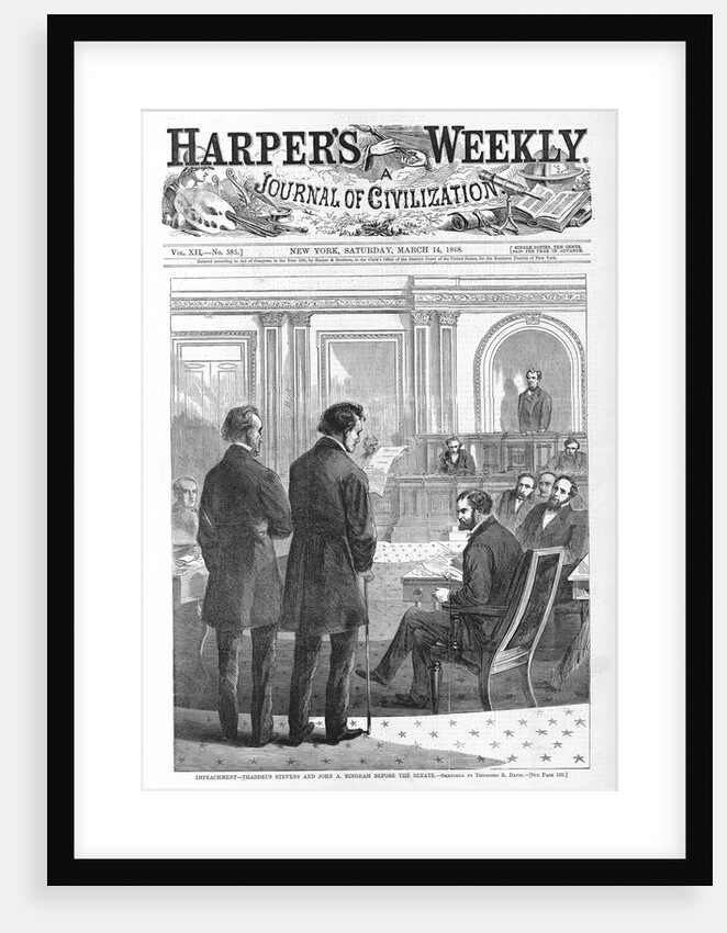 Impeachment - Thaddeus Stevens and John A. Bingham before the Senate by Theodore R. Davis