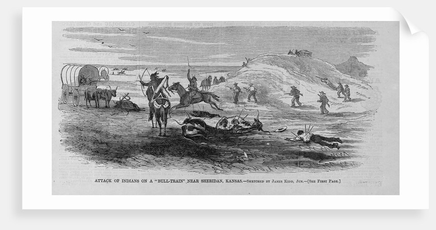 Attack of indians on a "Bull-Train" near sheridan, Kansas by James Kidd