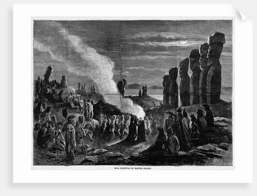 Page with text and diagram. Idol festival in Easter Island by Anonymous