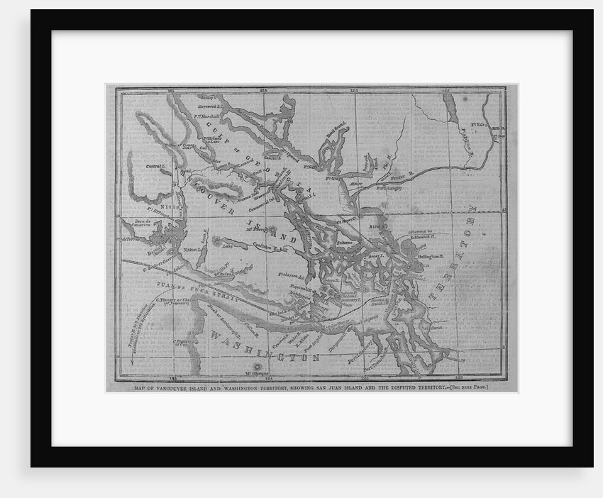 Map of Vancouver Island and Washington Territory, Showing San Juan Island and the Disputed Territory by Anonymous