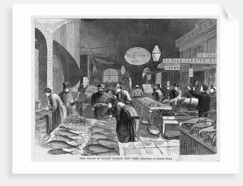 Fish Stands in Fulton Market, New York by Anonymous