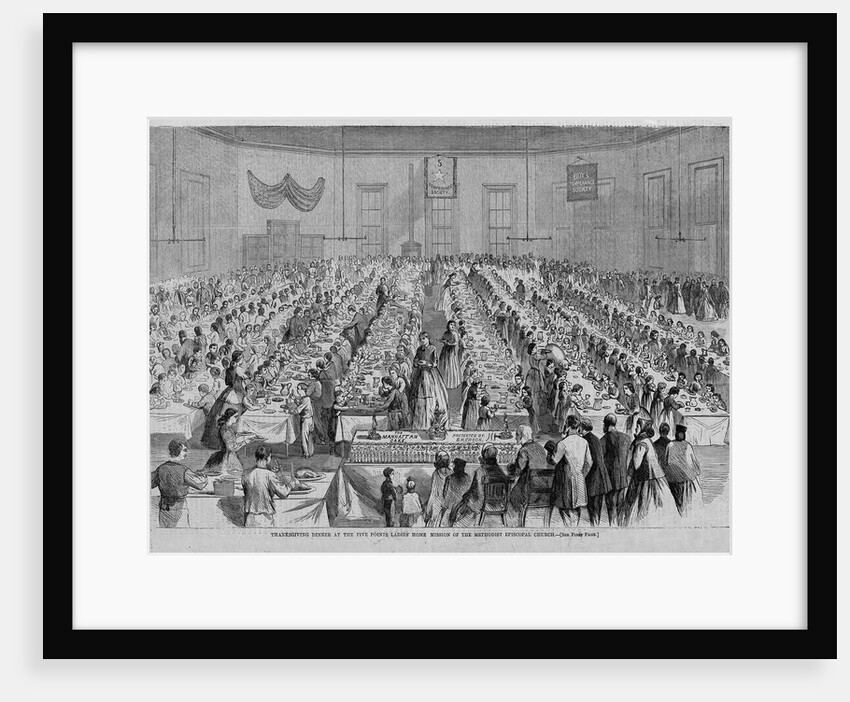 Magazine Illustration of Thanksgiving Dinner at the Five Points Ladies' Home Mission of the Methodist Episcopal Church by Anonymous