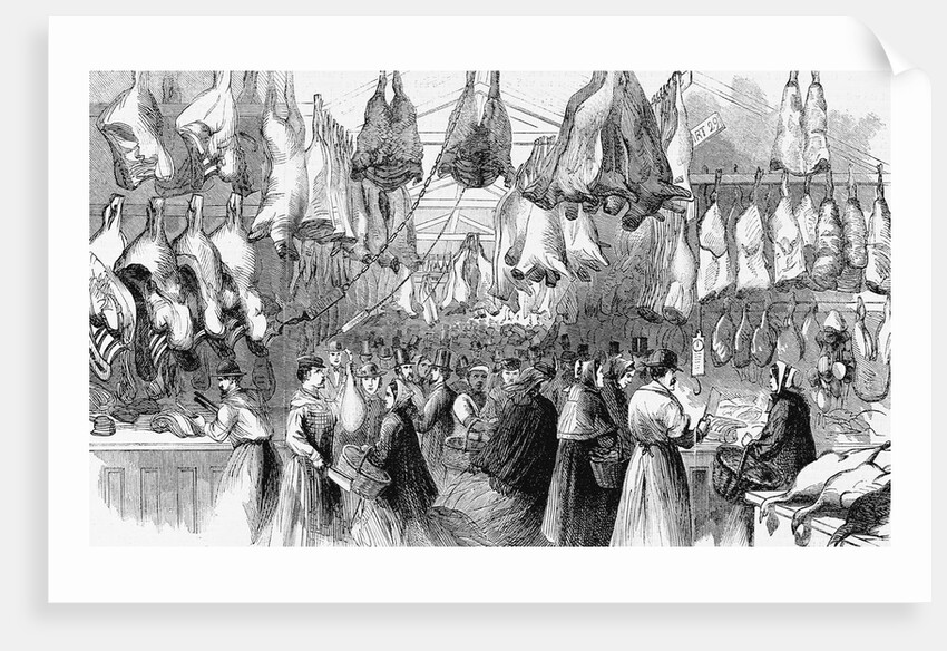 Christmas-Beef and Mutton in Washington Market, New York, 1865 by Anonymous