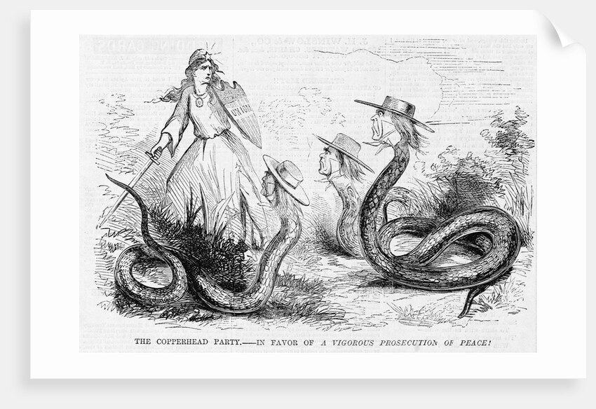 The Copperhead Party-In Favor of a Vigorous Prosecution of Peace! Illustration by Anonymous