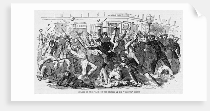 Charge of the Police on the Rioters at the "Tribune" Office by Anonymous
