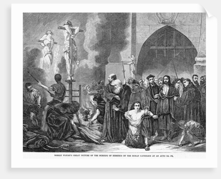 Robert Fleury's great picture of the buring of heretics by the Roman Catholics at an Auto Da Fe by Anonymous