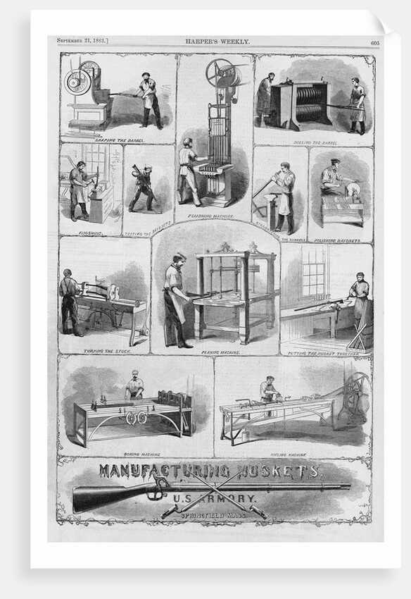 Manufacturing Muskets, U.S. Armory, Springfield, Massachusettes by Anonymous