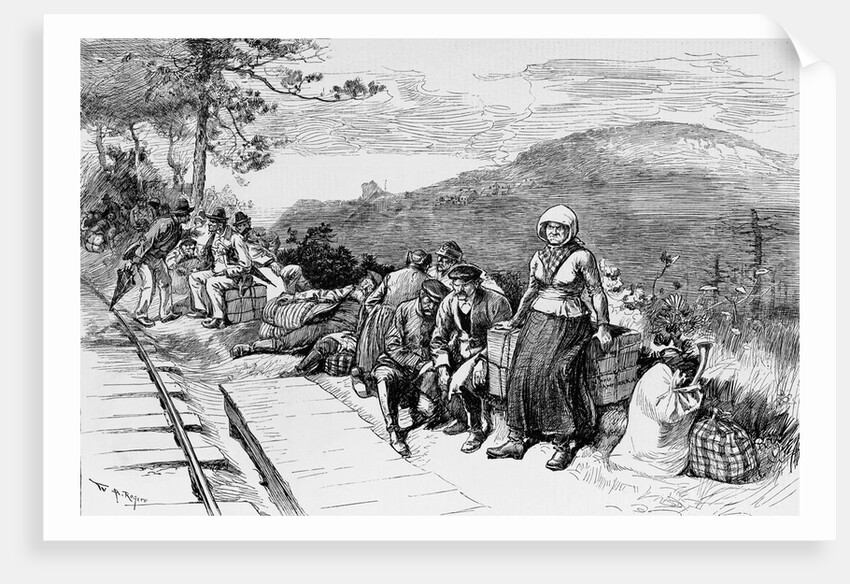 Immigrants waiting to be destributed in the coal regions of Pennsylvania from nature by W.A. Rogers
