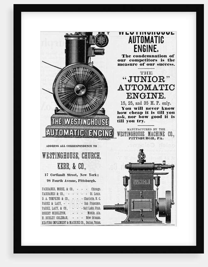 An advertisement for the Westinghouse Automatic Engine by Anonymous