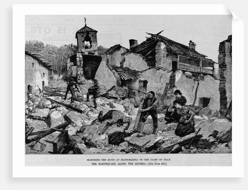 Searching the ruins at Diano-Marina on the coast of Italy. The earthquake along the Riviera by Anonymous