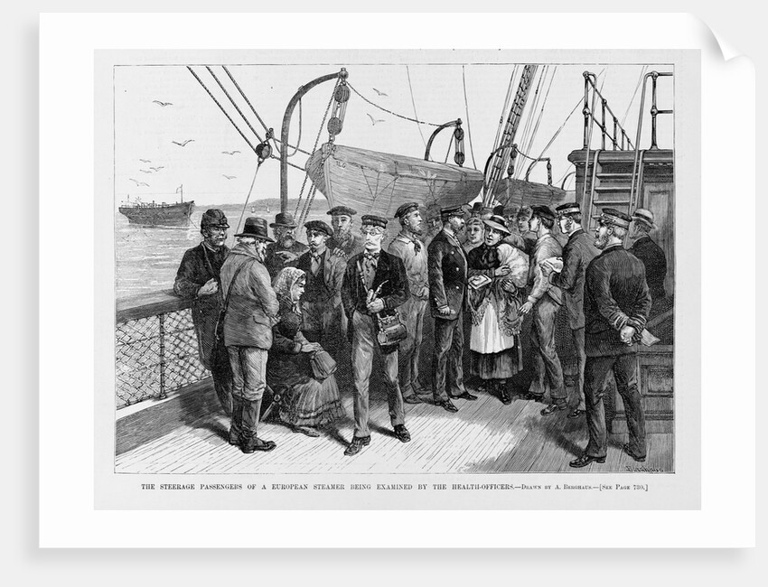 The steerage passengers of a European steamer being examined by the Health Officers by A. Berghaus