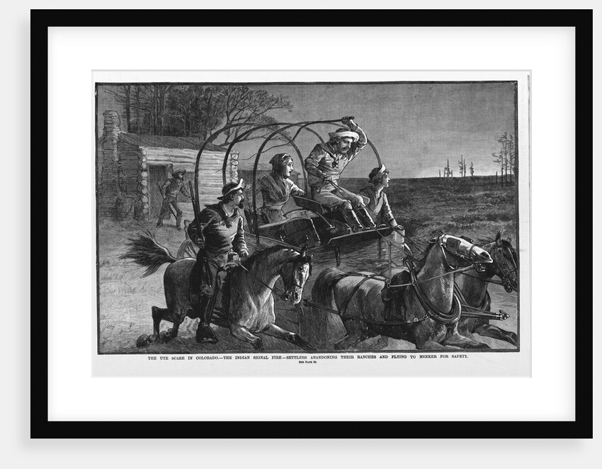 The Ute scare in Colorado - The Indian signal fire - Settlers abandoning their ranches and flying to Meeker, for safety by Anonymous