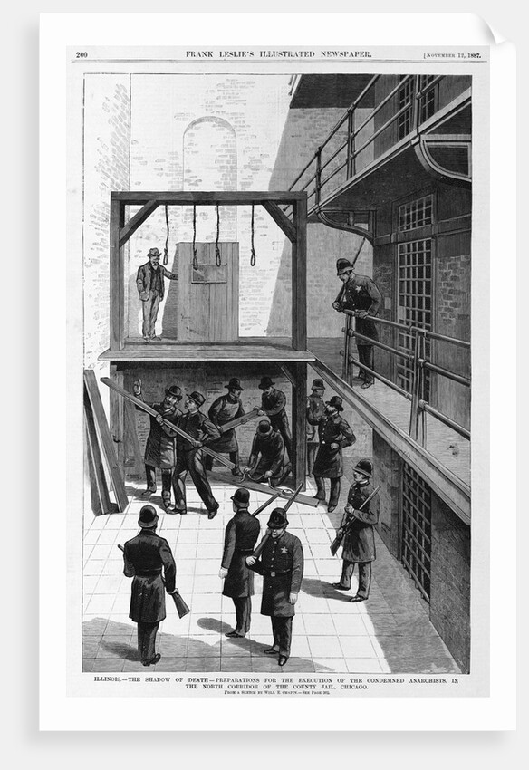 Illinois - The shadow of death - Preparations for the execution of the condemned Anarchists, in the North Corridor of the County Jail, Chicago. From by Anonymous
