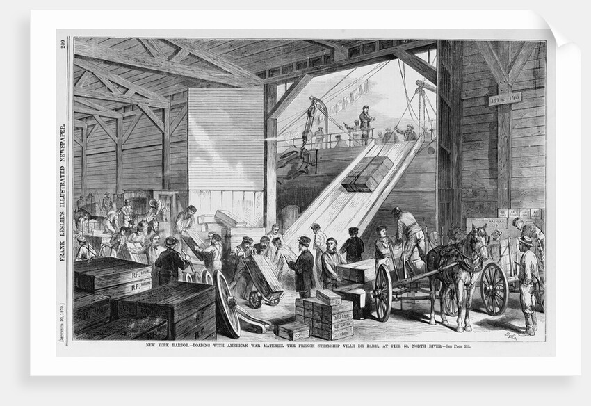 New York Harbor-Loading With American war Materiel the French Steamship Ville De Paris, at Pier 50, North River by Anonymous