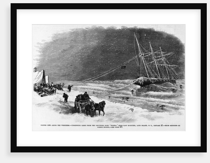Winter Life Among the Wreckers.-Unshipping Cargo From the Grounded Bark "Rosina," Near East Moriches, Long Island, N. Y by Anonymous