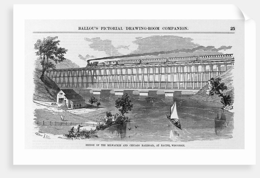 Bridge of the Milwaukie and Chicago Railroad, at Racine, Wisconsin Illustration by Anonymous