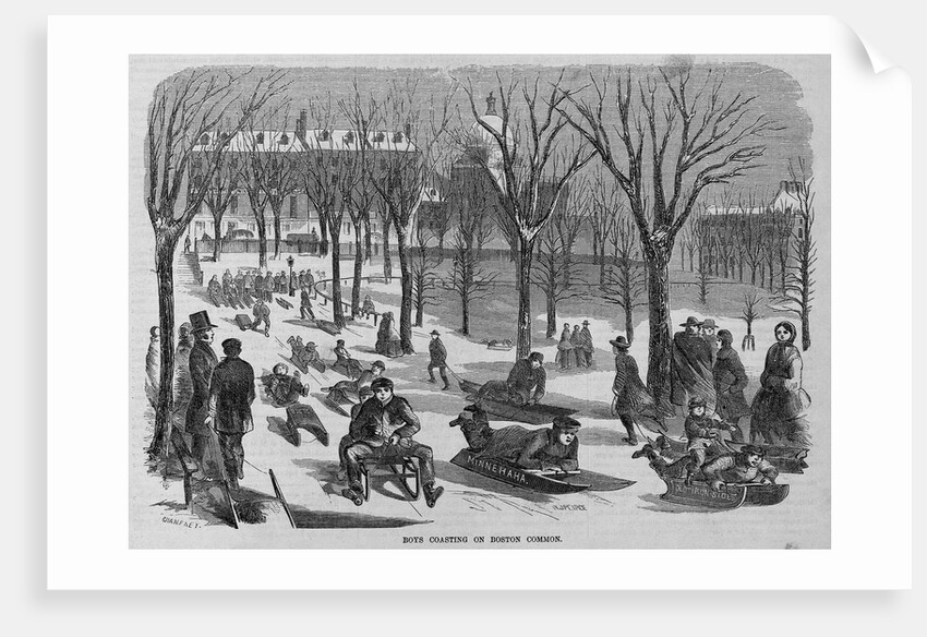 Boys Coasting on Boston Common Illustration by Anonymous