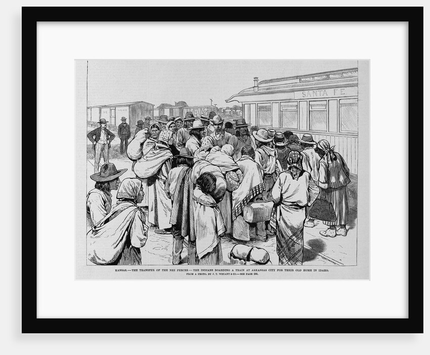 Kansas - The transfer of the Nez Perces - The Indians boarding a train at Arkansas City for their old home in Idaho by Anonymous
