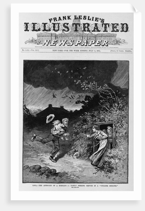 Iowa - The approach of a tornado - A family seeking refuge in a "Cyclone Shelter." by Anonymous