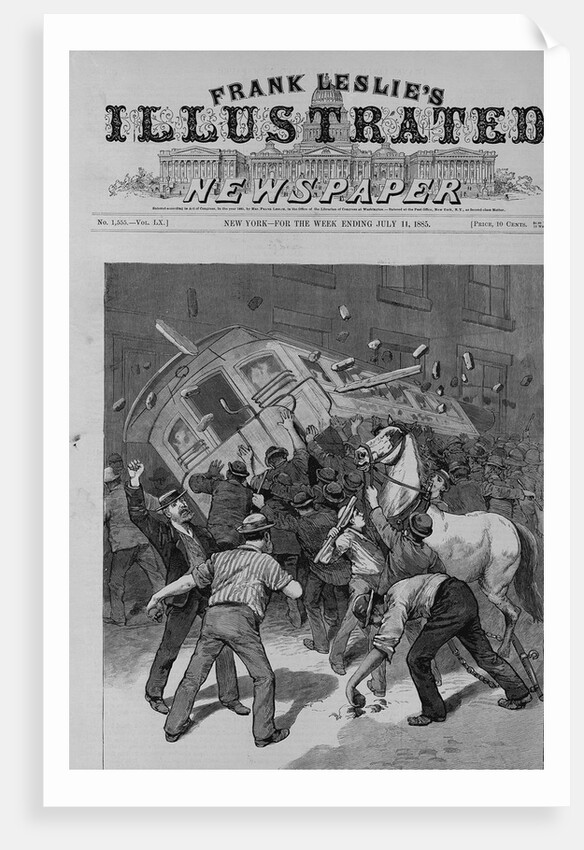 Illinois - The strike of the conductors and drivers of the West Division Street Railway, Chicago. Strikers overturning a car by Anonymous