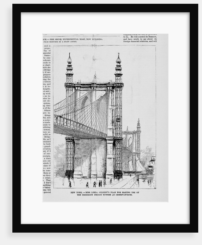 New York - Miss Linda Gilbert's plan for making use of the Brooklyn Bridge Towers as observatories by Anonymous