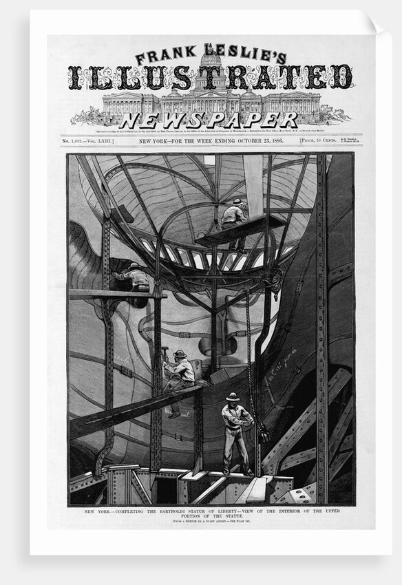New York - Completing the Bartholdi Statue of Liberty - view of the interior of the upper portion of the statue. From a sketch by a staff artist. by Anonymous