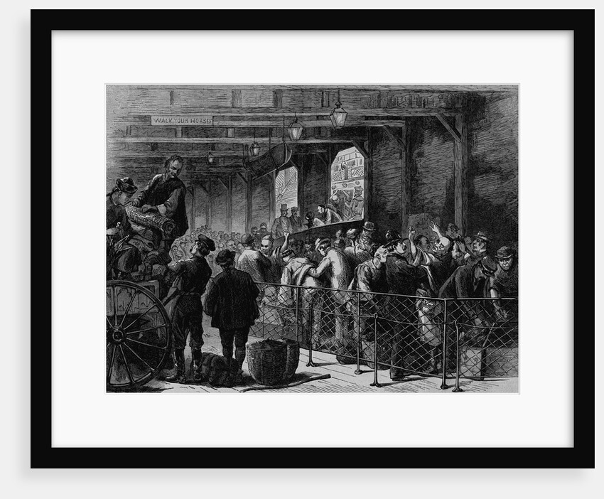 Searching Chinese immigrants for opium, at San Francisco. From a sketch by W. W. Bode by Anonymous