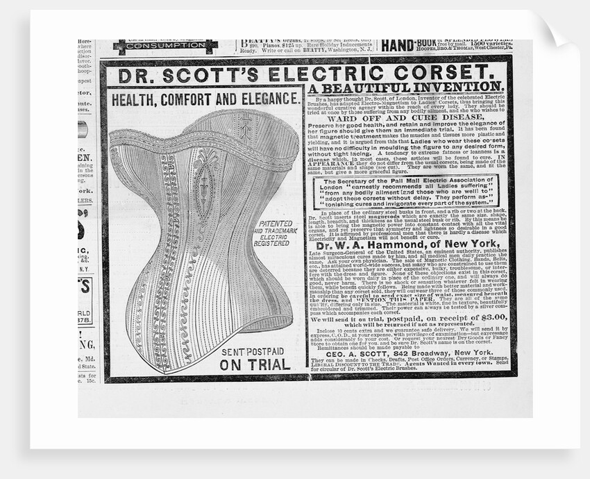 An advertisement for Dr. Scott's electrical corset by Anonymous