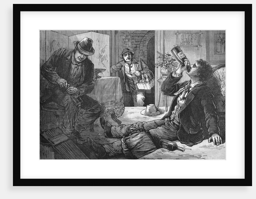Illustration of Burglars Drinking Stolen Alcohol by Anonymous