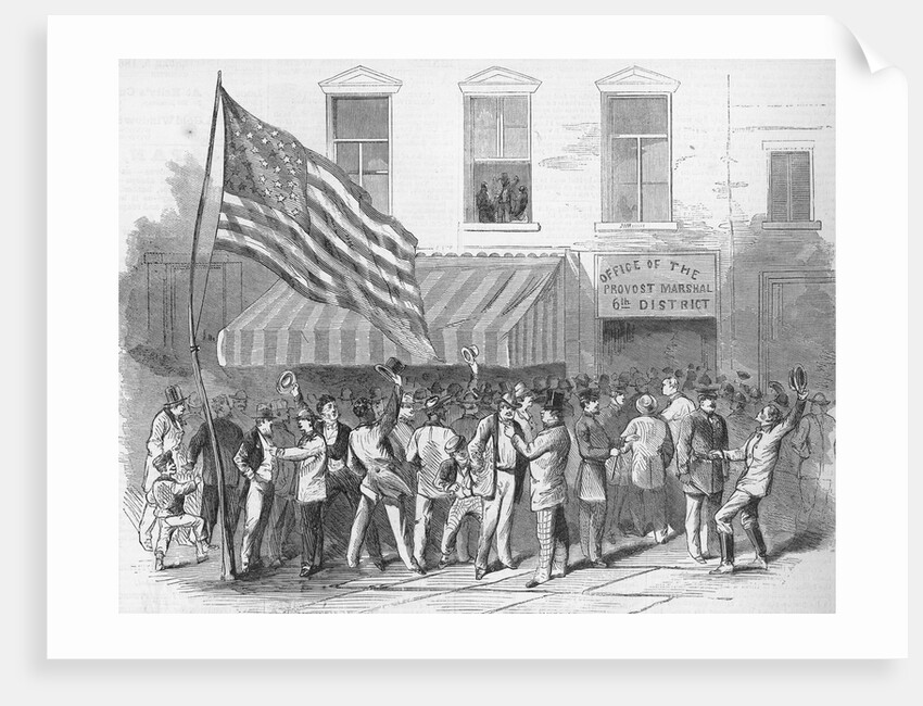 Illustration of Men Congregating Outside of the Provost Marshal's Office by Anonymous