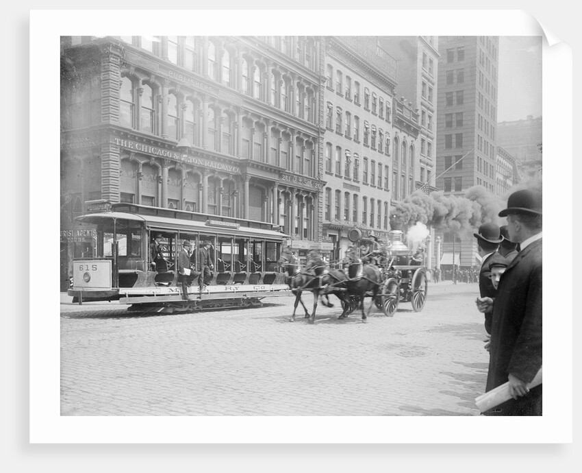 Fire Engine Being Pulled by a Horse by Anonymous