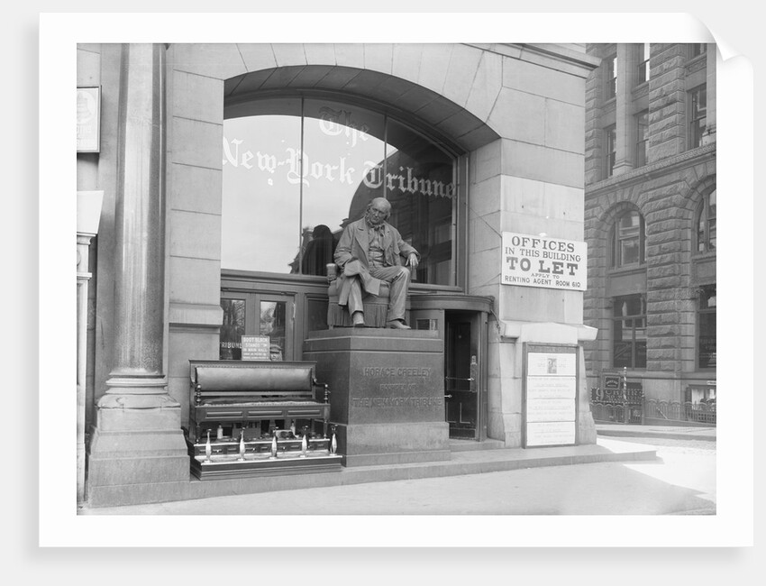 Horace Greeley Statue Outside New York Tribune Building by Anonymous