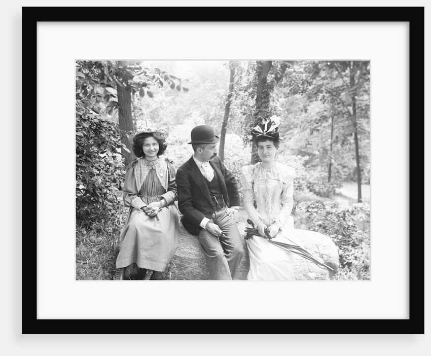 A Man with Two Women in Central Park by Anonymous