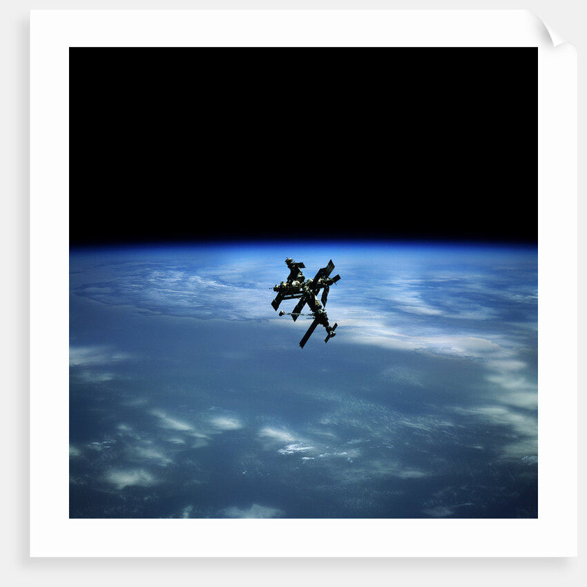 Mir Space Station Orbiting Earth by Anonymous