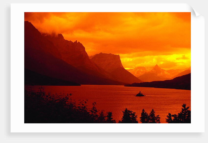Sunset Over Lake in Glacier National Park by Anonymous