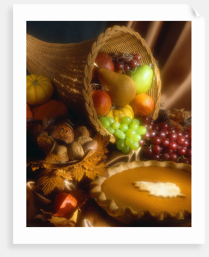 Basket of Fruit and Pumpkin Pie by Anonymous