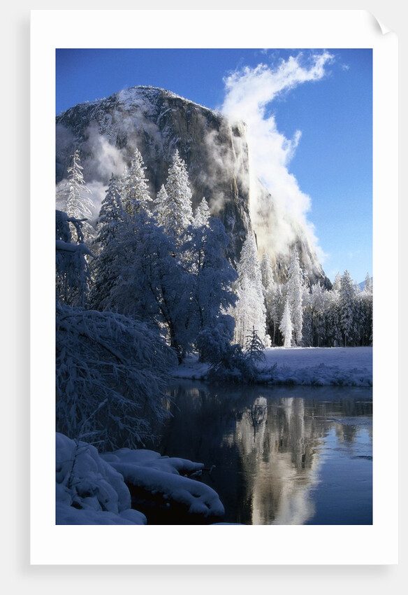 El Capitan and Merced River in Winter by Anonymous